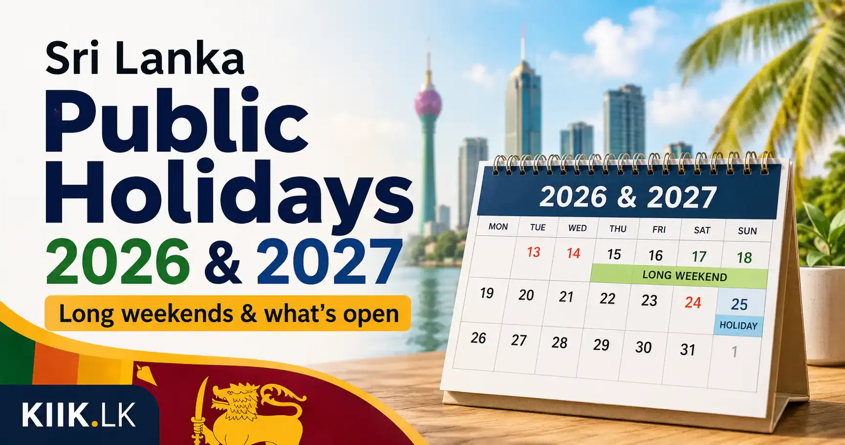 Sri Lanka Public Holidays 2027 - Full List & Long Weekends